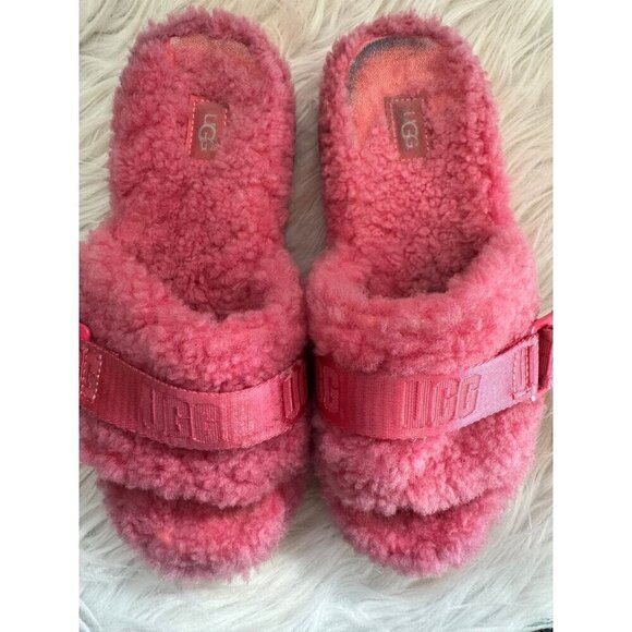 UGG Fluffita Taffy Pink Open-‎ Toe Sandals Women size 8 - Picture 4 of 12